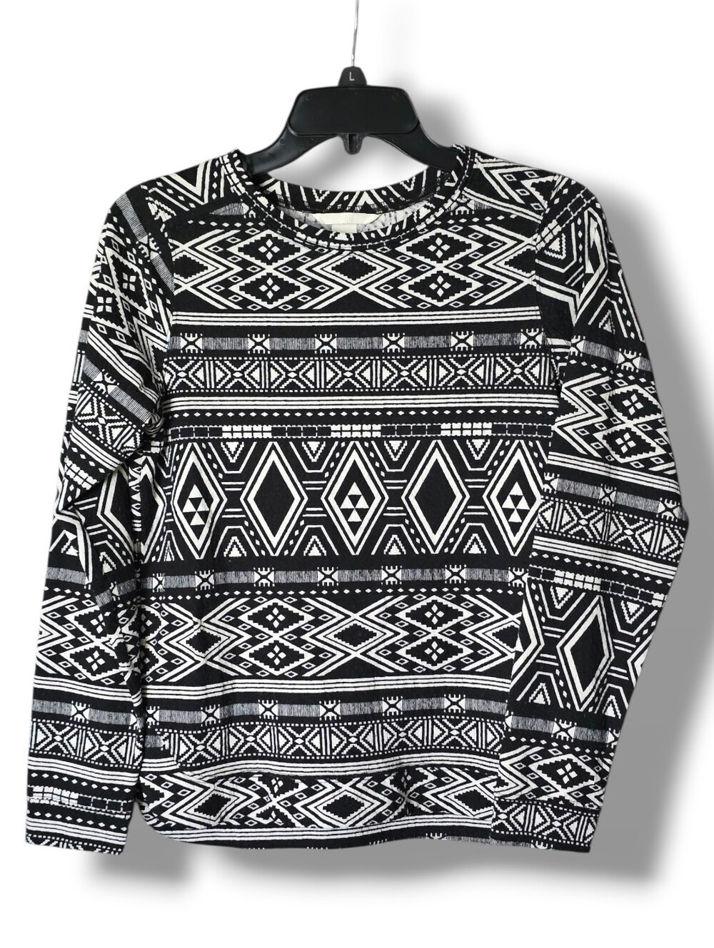 H&M Black and White Aztec Print Long Sleeve Top - Size XS - Picture 1 of 4